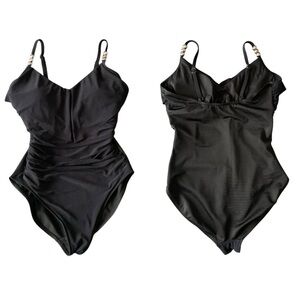 MAGICSUIT‎ ‘Isabel’ One-Piece Swimsuit Black Slimming Ruffled Underwire SIZE 10